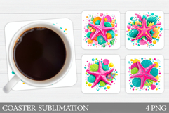 Starfish Coaster Sublimation. Seashell Coaster Design Product Image 1