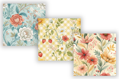 Summer Toile Digital Paper Pack, Vintage Floral Toile Product Image 4