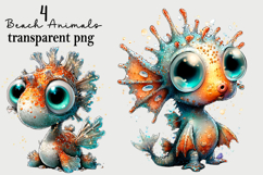 Beach Animals Clipart PNG Watercolor PNG Product Image 1