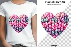 Valentine knitted heart png design for T-shirts Product Image 4