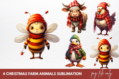 Christmas Farm Animals Sublimation Clipart Product Image 1