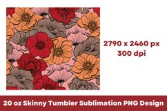 Flowers Pattern 20 oz Tumbler Sublimation PNG Product Image 4