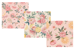 Pink Lemon Floral Seamless Pattern, Digital Paper Product Image 4