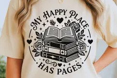 My Happy Place Has Pages Svg, Book Lover Svg, Book Worm Svg. Product Image 5