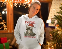 I&#039;m Fine Everything is Fine Christmas PNG : Funny Raccoon Product Image 2