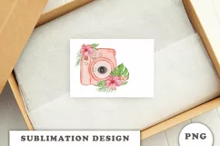 Watercolor camera with tropical flowers PNG Product Image 4