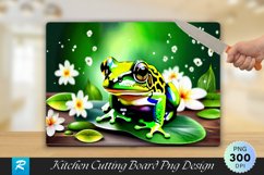Frog With Flowers Cutting Board Sublimation Design Product Image 1