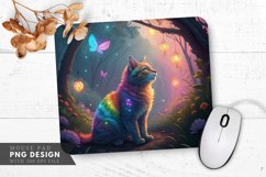 Glowing Rainbow Cat Majesty Mouse Pad PNG Design Product Image 1
