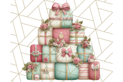Pastel Christmas Clipart, Mint and Blush Holiday PNG Product Image 4