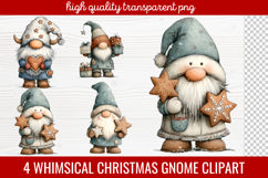 4 Whimsical Christmas Gnome Clipart | Cute Holiday Gnome PNG Product Image 1