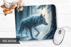 Frosted Wolf in Icy Forest Mouse Pad PNG Design Product Image 1