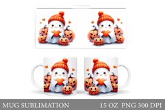Cute Ghost Mug Design. Halloween Pumpkin Mug Sublimation Product Image 1