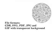 Mandala flowers printable sublimation design black white ill Product Image 4