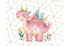 Watercolor Dinosaur and Rainbow PNG Clipart, Baby Nursery Product Image 4