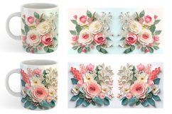 3D Flowers Mug Wrap | Sublimation Coffee Cup Product Image 7