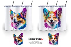 Corgi Dog Colorful | Tumbler Sublimation Wrap Product Image 4