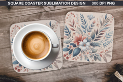 Flowers Coaster Sublimation, Spring Coaster PNG Design Product Image 1