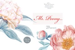 Watercolor Peonies, separate elements, wedding printable DIY Product Image 3