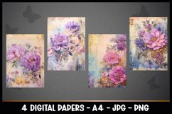 4 Vintage Floral Digital Papers I Junk Journal Pages Product Image 2