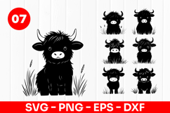 Highland Cow Cartoon Farm Animal SVG PNG Product Image 1