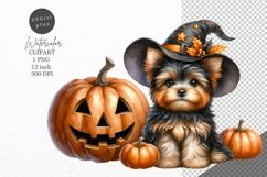 Halloween clipart, Yorkshire Terrier dog, Autumn clipart Product Image 1