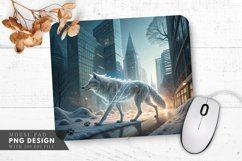 Spectral Wolf in a Frozen City of Glass Mouse Pad PNG Design Product Image 1