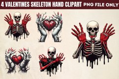 Valentines Skeleton Hand Clipart PNG Product Image 1