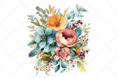 Boho Watercolor Flowers Clipart Bundle, Transparent, png Product Image 4