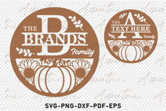 Round Fall Pumpkin Split Monogram Letters Sign SVG Cut Files Product Image 4