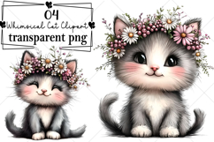Whimsical Cat Clipart Watercolor PNG Product Image 1