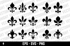 A black and white vector set of twelve fleur-de-lis icons. Product Image 4