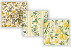 Lemon Toile Digital Paper Pack, Vintage Floral Toile Product Image 4