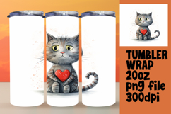SLEEK 20oz Sublimation Tumbler Template , Cute Cat Product Image 1