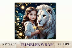 3D Sublimation Tumbler Design / Cute Girl and Lion / Png Product Image 2