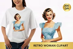 Retro woman clipart, Retro woman sublimation Product Image 1