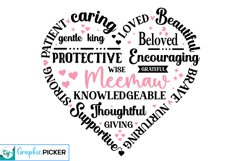 Meemaw Heart Shape SVG | Mother&#039;s Day Heart SVG PNG Product Image 1