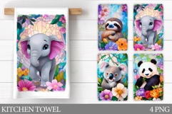 Animals Kitchen Towel Design. Cute Animals Sublimation Product Image 1