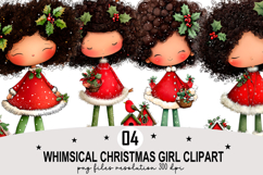 Whimsical Christmas Girl Clipart Watercolor PNG Product Image 1