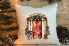 Christmas Door Watercolor Clipart, Christmas Door PNG Product Image 4