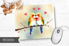 Lovebirds in Watercolor Mouse Pad PNG Design Product Image 1