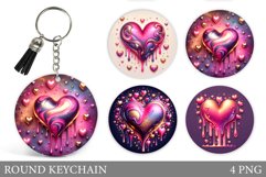 Heart Keychain Sublimation. Heart Round Keychain Design Product Image 1