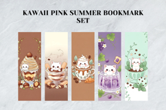 Kawaii Pink Summer Bookmark Set,Cute White Cat in Teacup Product Image 4