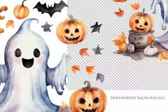 Trick or Treat, Halloween Lettering PNG, Ghost and Pumpkin Product Image 4