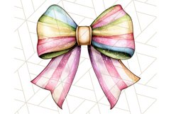 Watercolor Summer Bow Clipart PNG, Coquette Bright Bow Png Product Image 4