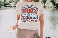 Red White &amp; 250 retro Doodle PNG T-Shirt|4th of July PNG Product Image 4