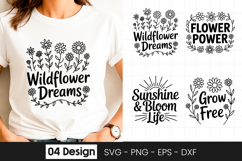 Wildflower Dreams Floral Quote SVG PNG Product Image 1