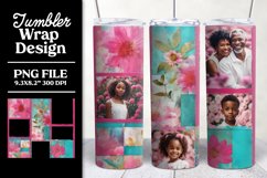 Pink and Teal Photo Collage Tumbler Wrap Sublimation Design Product Image 1