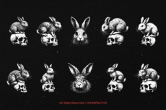 10 Bundle Dark Art Rabbit Skull Bunny Horror Gothic Tattoo Product Image 6
