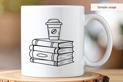 Hand Drawn Stack Of Books And Coffee SVG Product Image 4