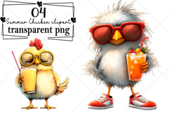 Whimsical Summer Chicken clipart Watercolor PNG Product Image 1